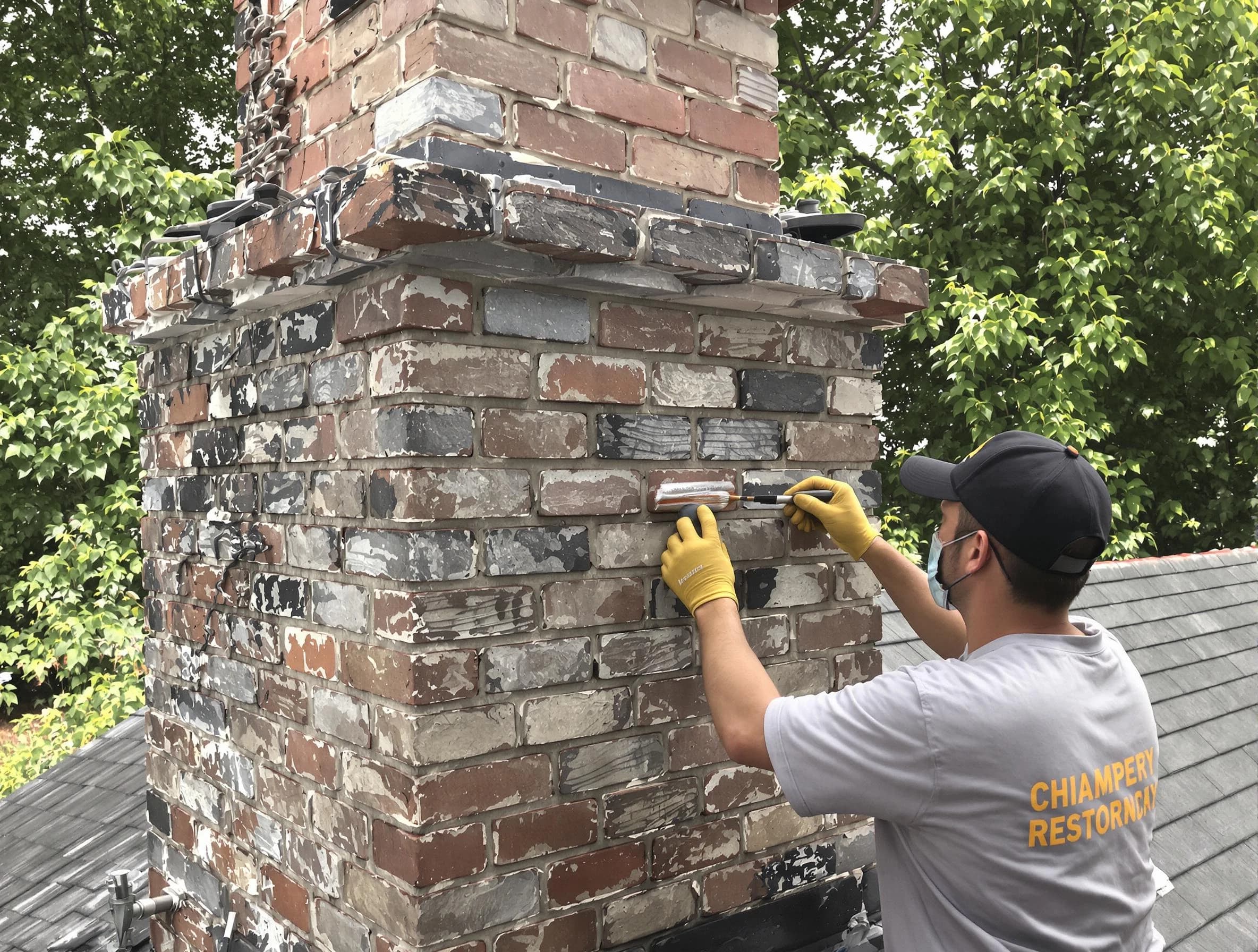 In-progress chimney restoration by Cambridge Chimney Sweep in Cambridge, MA