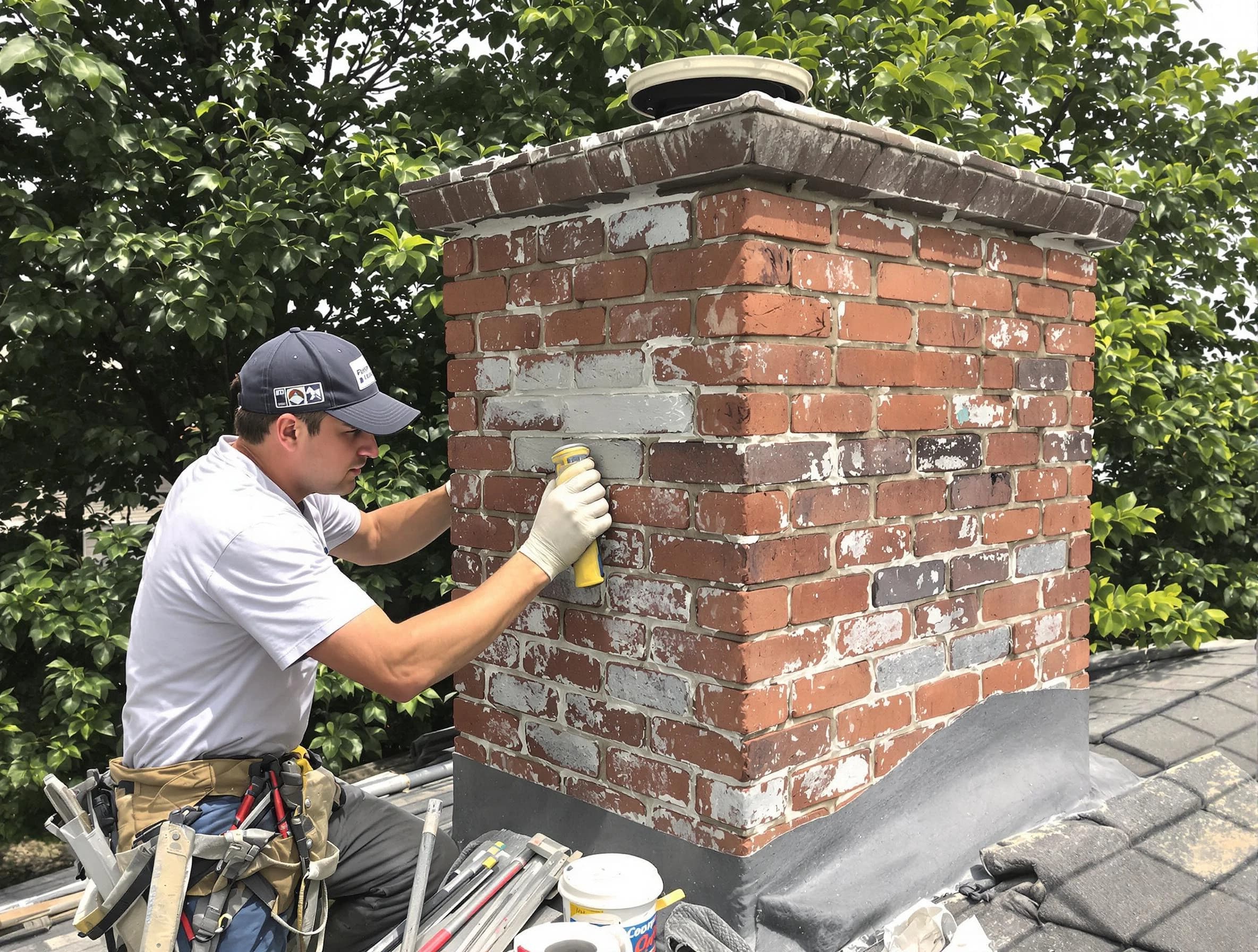 Cambridge Chimney Sweep restoring an aging chimney in Cambridge, MA