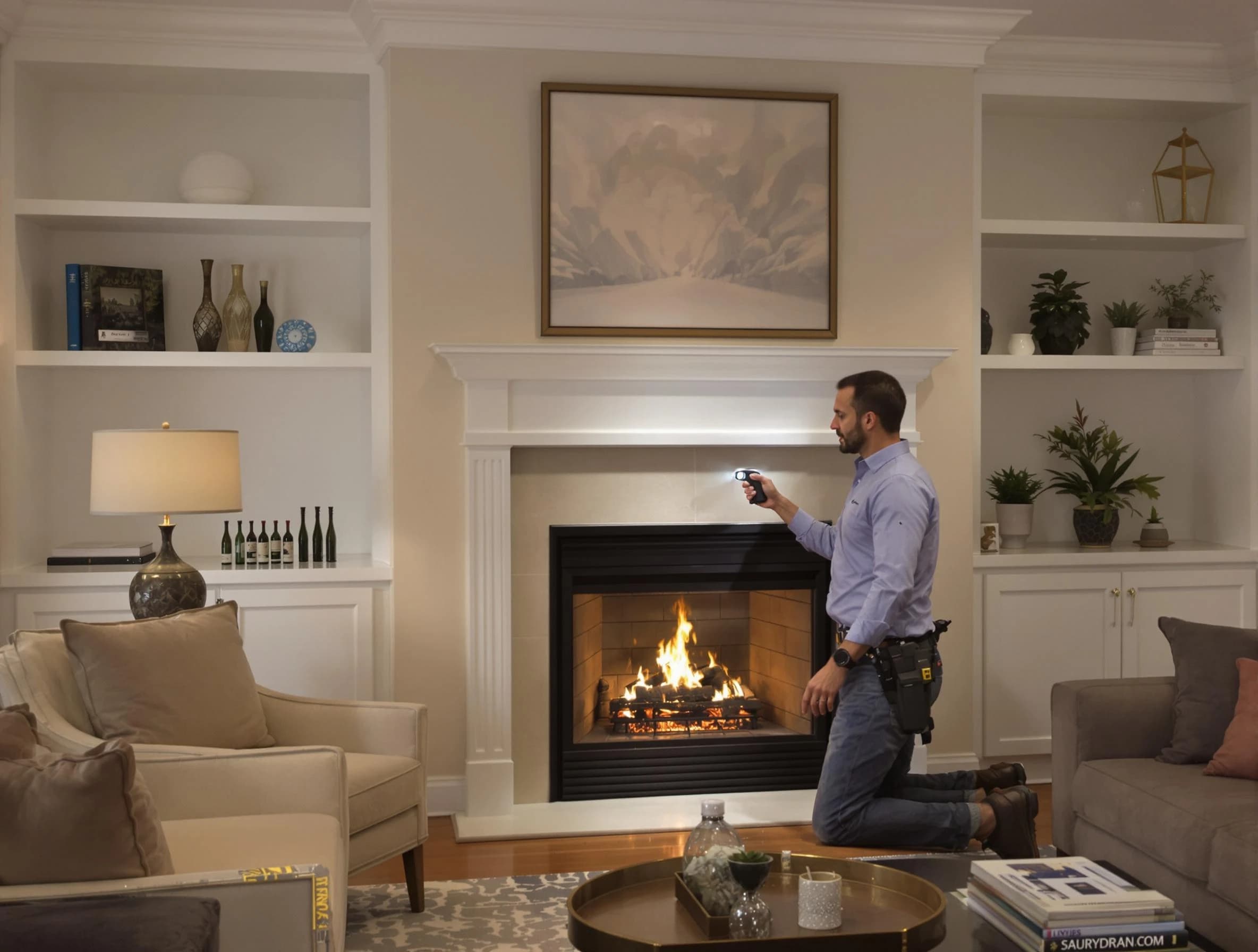 Cambridge Chimney Sweep conducting a fireplace safety inspection in Cambridge, MA