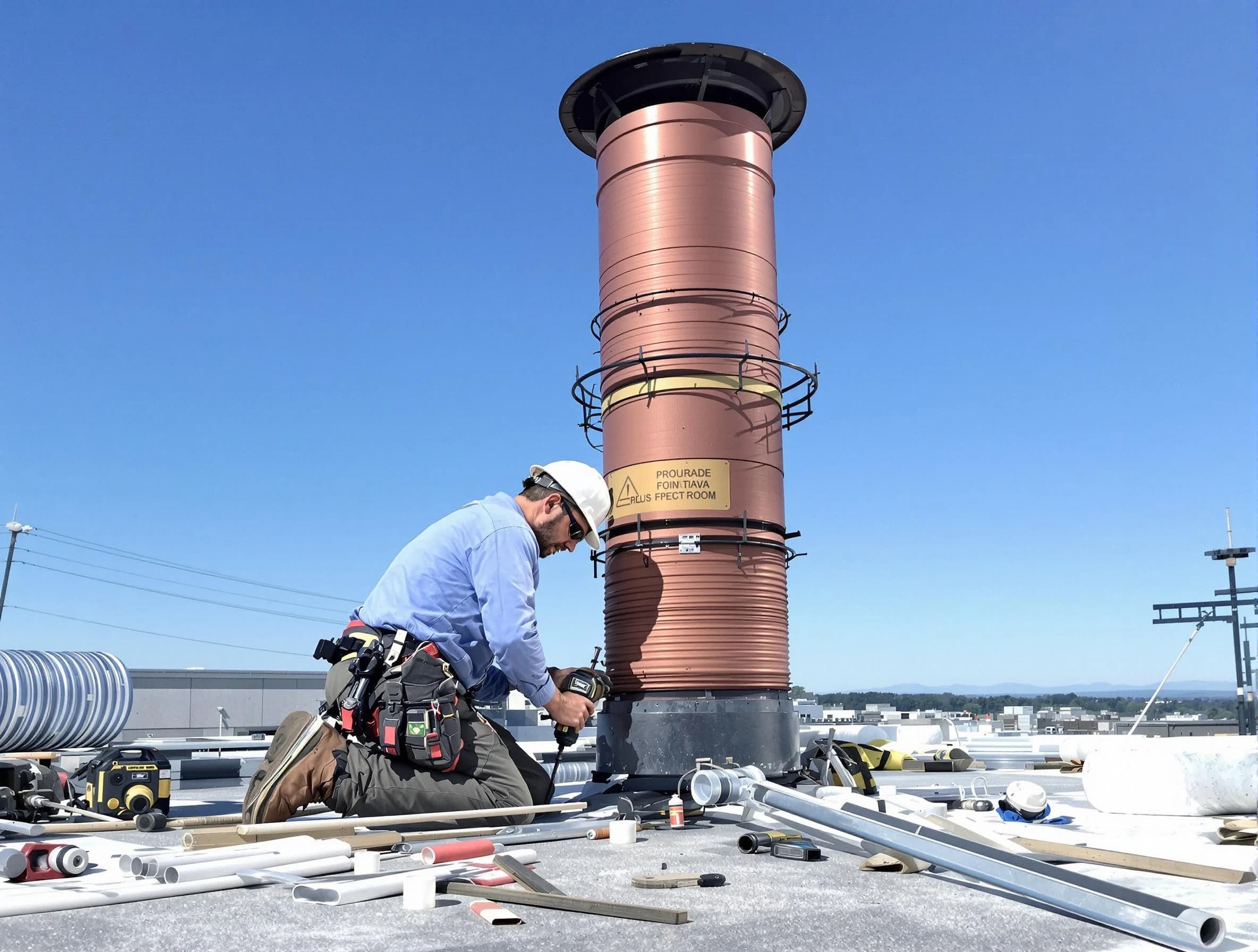 Installed chimney liner by Cambridge Chimney Sweep in Cambridge, MA