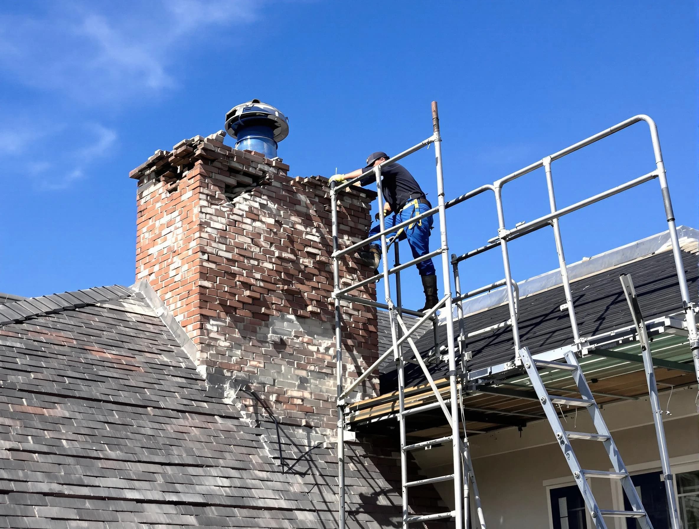 Rebuilding a chimney structure by Cambridge Chimney Sweep in Cambridge, MA