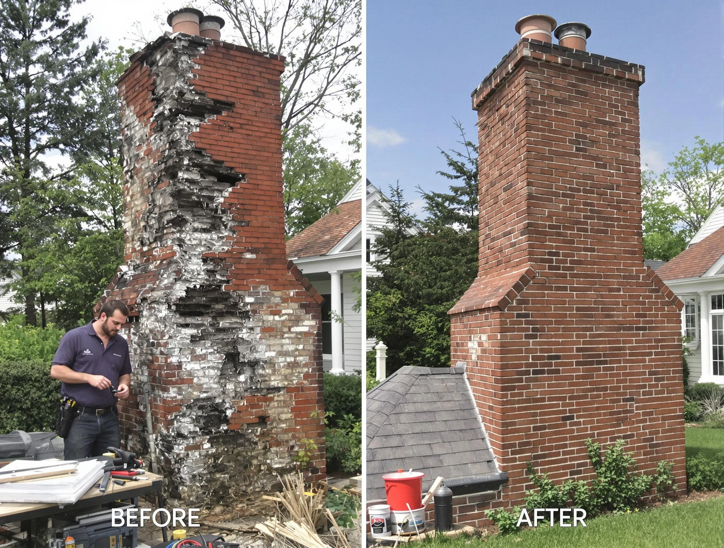 Cambridge Chimney Sweep performing a full chimney restoration in Cambridge, MA