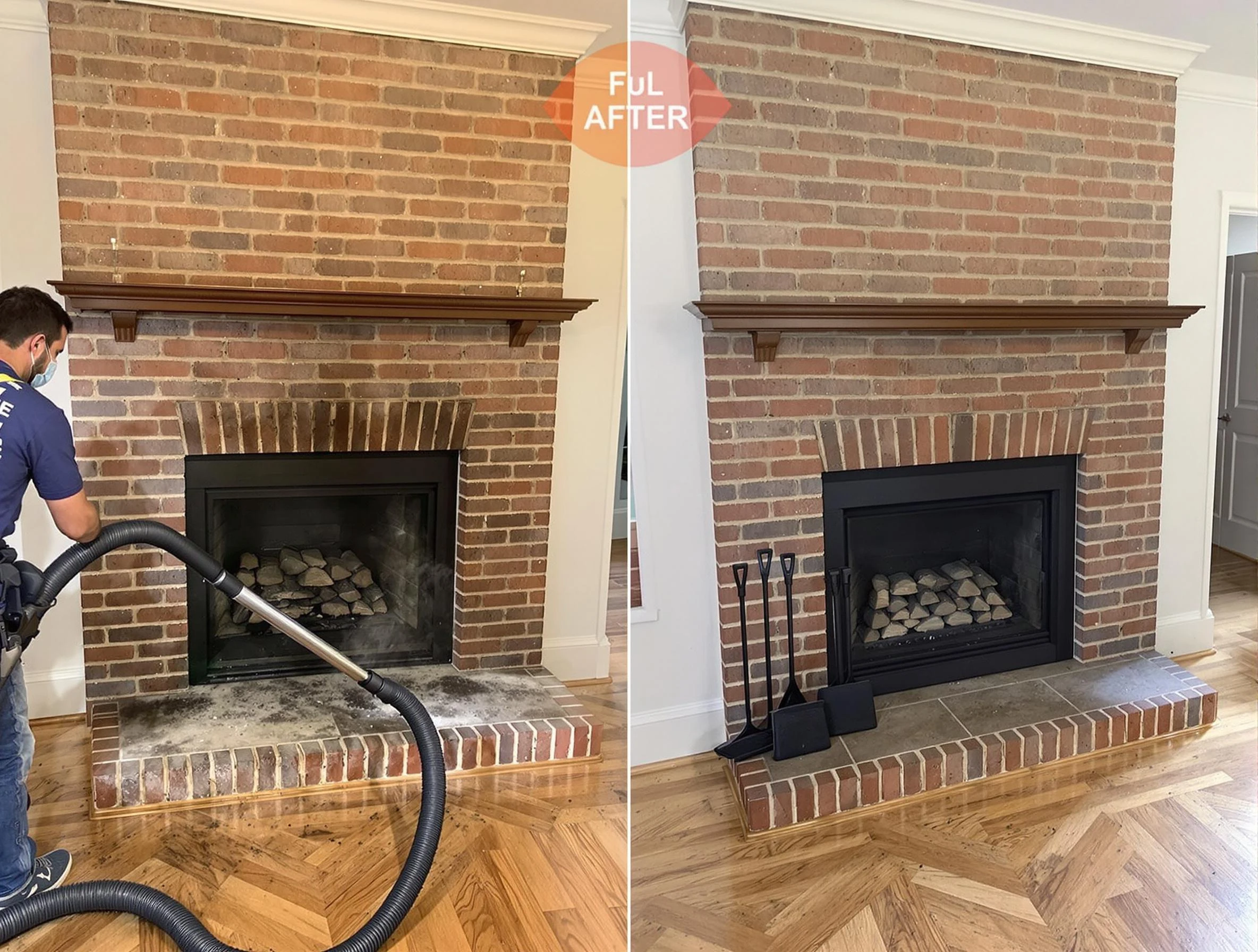 Cambridge Chimney Sweep carefully sanitizing a fireplace in Cambridge, MA