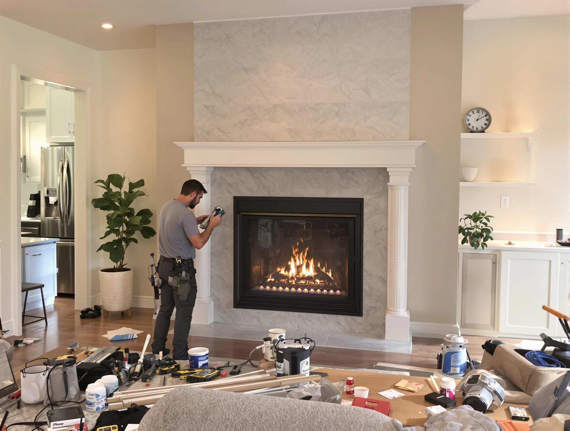 Newly installed fireplace by Cambridge Chimney Sweep in Cambridge, MA